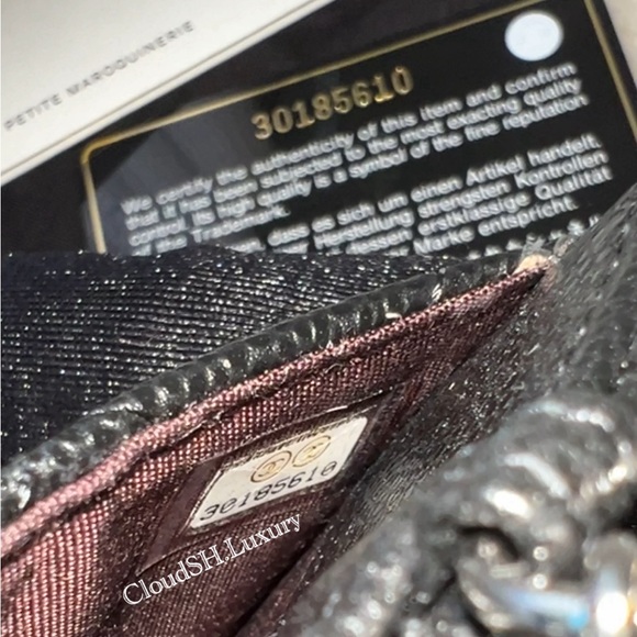 Auth BN Chanel Black Caviar ID Badge Card Holder With Chain - Picture 6 of 9